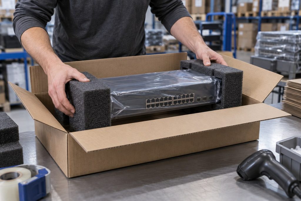 Illustrative protective foam packing for rackmount equipment